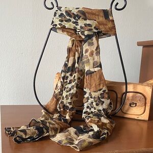 Leopard Print Sheer Silk Scarf
